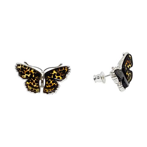 Cameo Amber Butterfly Stud Earrings Amberman