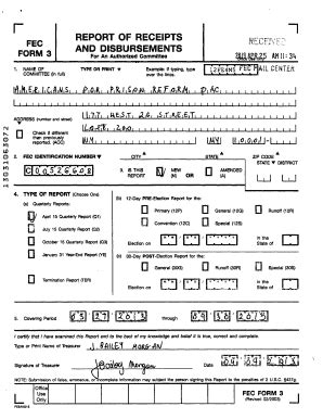 Fillable Online R Report Of Receipts And Disbursements Fec Form