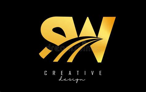 Creative Golden Letters Sw S W Logo With Leading Lines And Road Concept