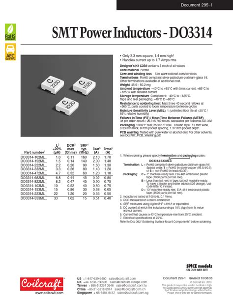 Do Mlc Datasheet Smt Power Inductors