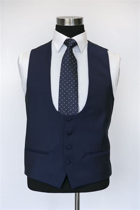 Navy Scoop Waistcoat With Navy Darcy Tie Blue Suit Wedding Suit