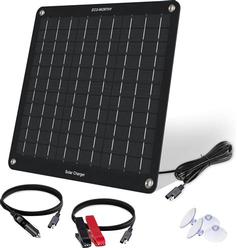 ECO WORTHY 10W 12V Solar Trickle Charger Car Battery Maintainer