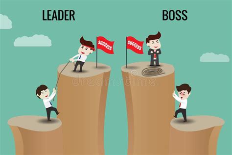 The Difference between Leader and Boss Stock Vector - Illustration of ...