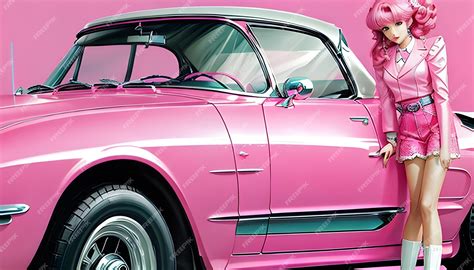 Premium Photo | Anime Classic car pink dreamscapes and pink color ...