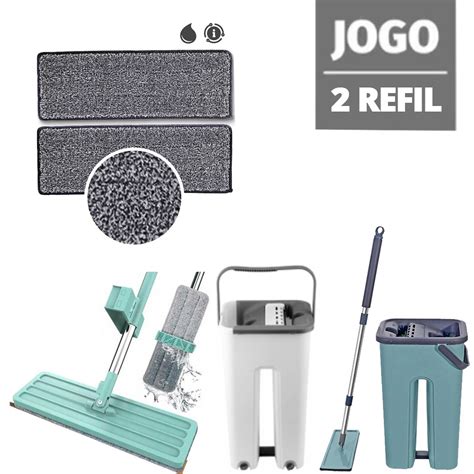 Kit Refil Esfregão Flat Mop e Mop Inteligente 360 Puxa e Seca 2