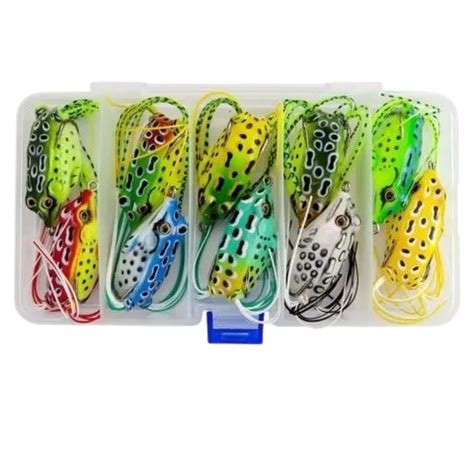 KIT 10 Iscas Para Pesca Artificial Frog Sapinho Sapo Anti Enrosco