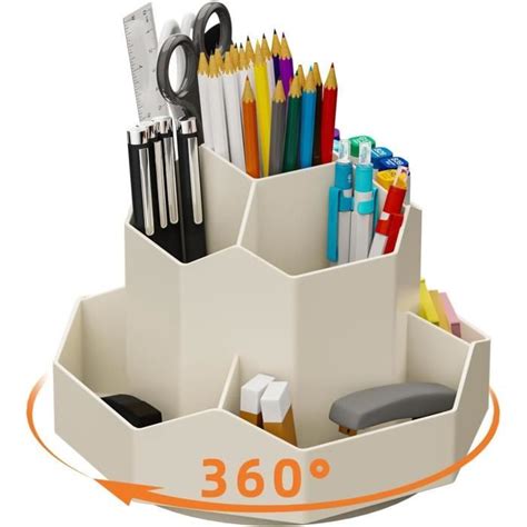 Porte Crayon Bureau Rotative Rotatif Pot A Crayon Avec 9 Compartiments