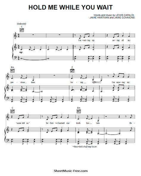 Hold Me While You Wait Sheet Music Lewis Capaldi - ♪ SHEETMUSIC-FREE.COM