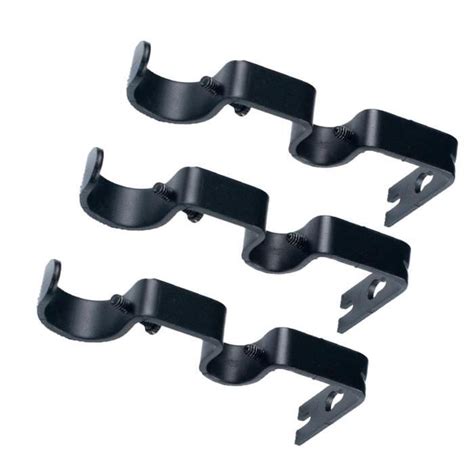 Supports Fixation Murale pour Tringle à Rideau Réglable 3x Noir Flameer