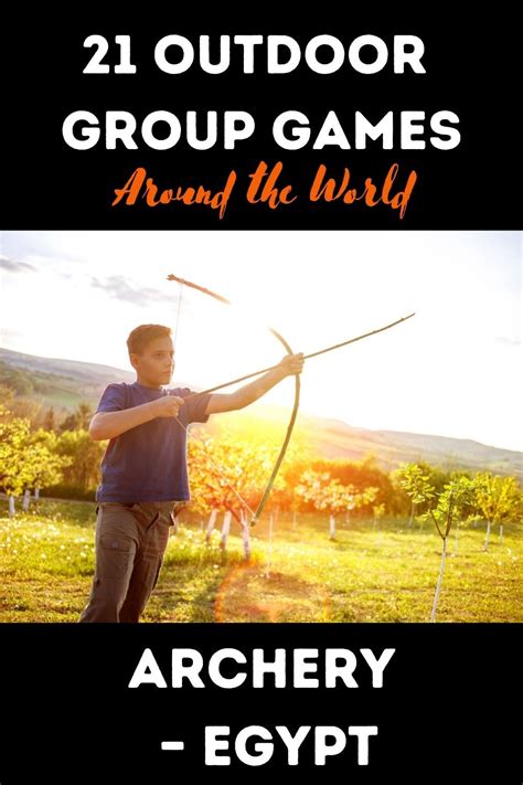 a man holding an arrow and aiming it with the words, outdoor group ...