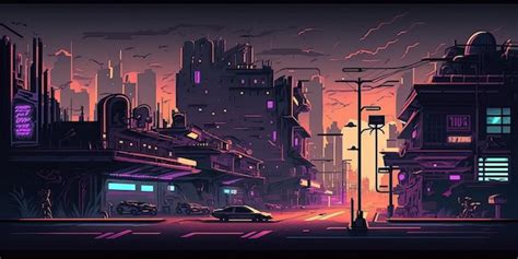 Entorno De Fondo D Cyberpunk City Para Un Juego M Vil Battle Arena