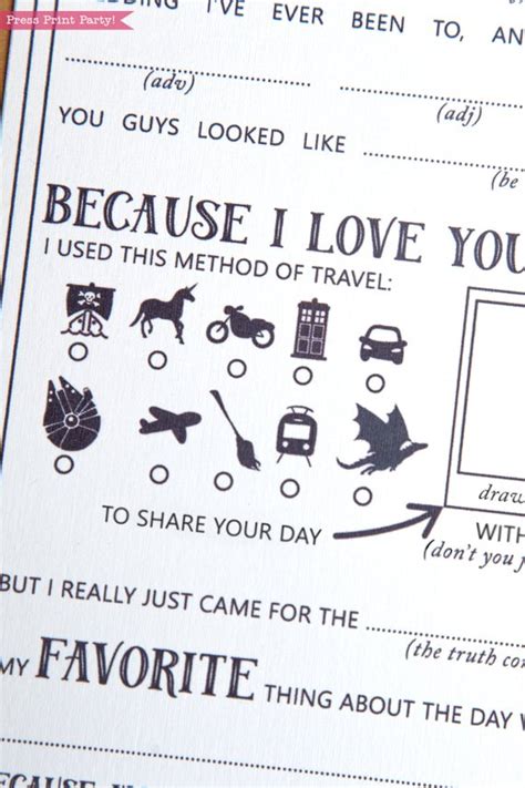 Wedding Game Mad Libs Printables Geek Wedding Press Print Party