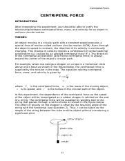 Understanding Centripetal Force In Uniform Circular Motion Course Hero