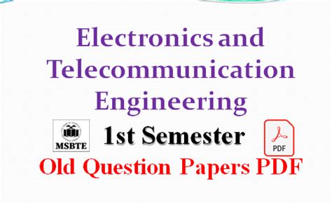 Msbte Electronics And Tele Communication Engineering Previous Year Question Papers Pdf Download