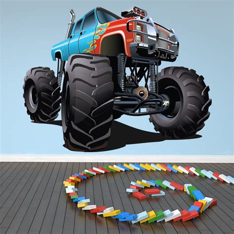 Blue Red Monster Truck Wall Sticker