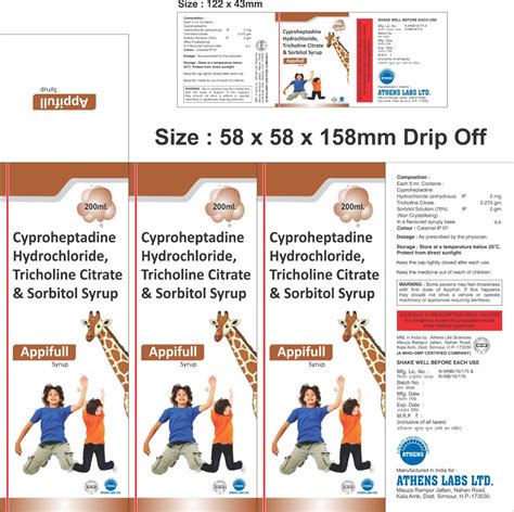 Cyproheptadine Hydrochloride Tricholine Citrate And Sorbitol Syrup