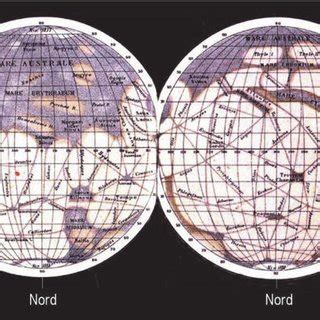 This drawing of the two hemispheres of Mars was made by the Italian ...