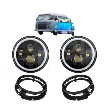 Kit 2 Farol Angel Eye Led Suporte Jeep Troller Fusca Kombi EDN