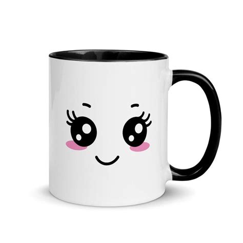 Happy Face Mug Cute Coffee Mug Kawaii Manga Mug Anime T Etsy