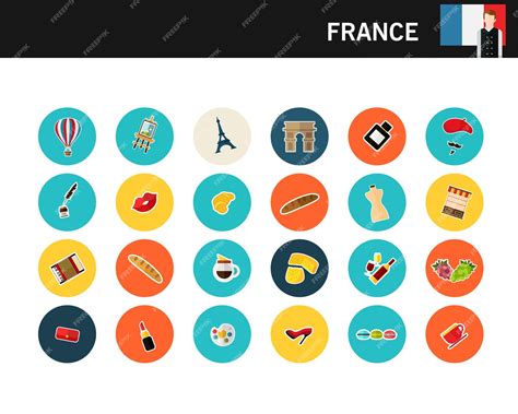 Premium Vector France Concept Flat Icons