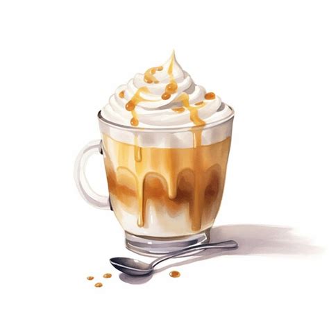 Premium Photo There Is A Painting Of A Coffee Cup With Whipped Cream