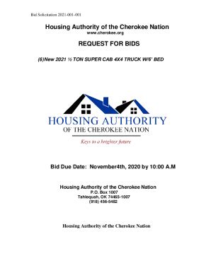 Fillable Online Housing Authority Of The Cherokee Nation Cherokeebids