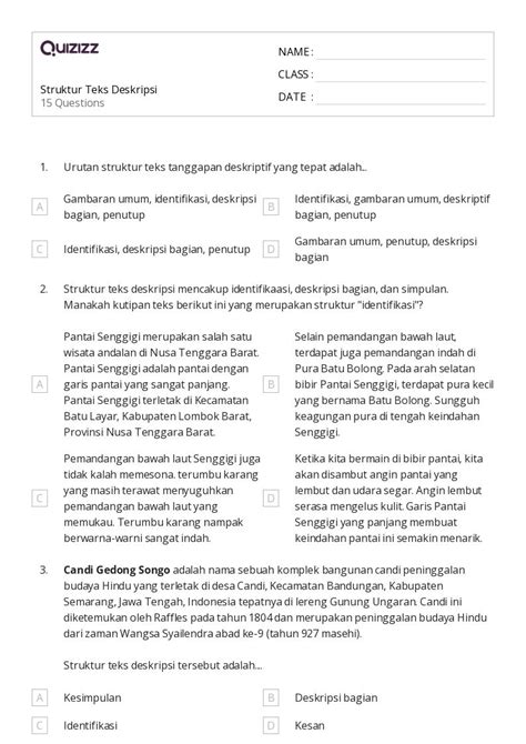 Lembar Kerja Struktur Paragraf Untuk Kelas Di Quizizz Gratis