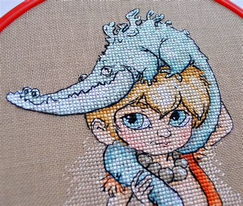 Boy With Crocodile Cross Stitch Pattern Blue Eyes Boy Cross Etsy