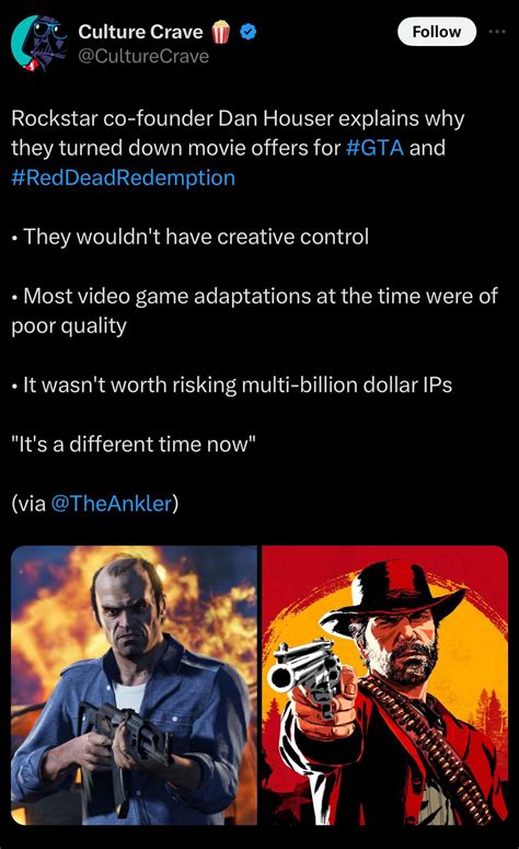Dan Houser explains why there hasn’t been a adaptation for GTA or Red