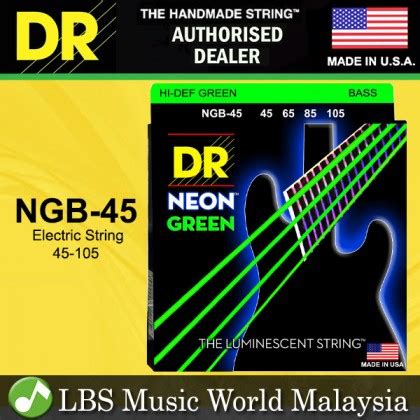 DR Strings NGB 45 Hi Def Neon Green Coated Nickel Plated Steel Bass