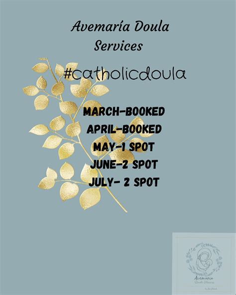 Update on bookings!!! Filling up... - Avemaria Doula Services