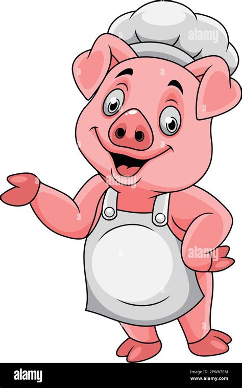 Cartoon Happy Pig Chef Presenting Stock Vector Image Art Alamy