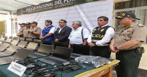 Trujillo Policía recupera 38 laptops robadas de colegio de Moche