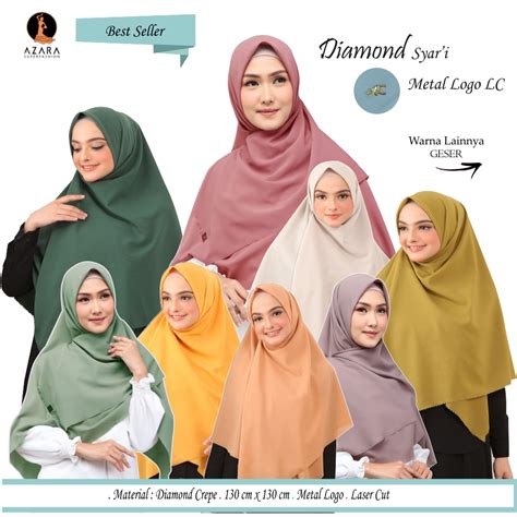 Jilbab Jumbo Size 130 X 130 Quadrilateral Polos Syari Diamond Metal