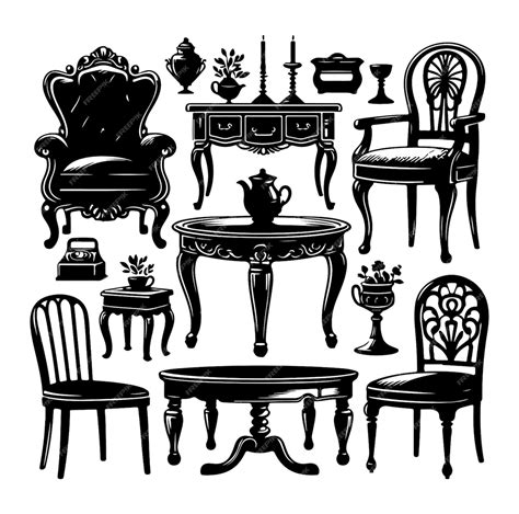 Premium Vector Chairs Silhouettes Set Of Wooden Chairs Silhouette Vector Furniture Symbol