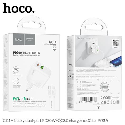 Bộ sạc Hoco C111A Lucky dual-port PD30W+QC3.0 C to iP