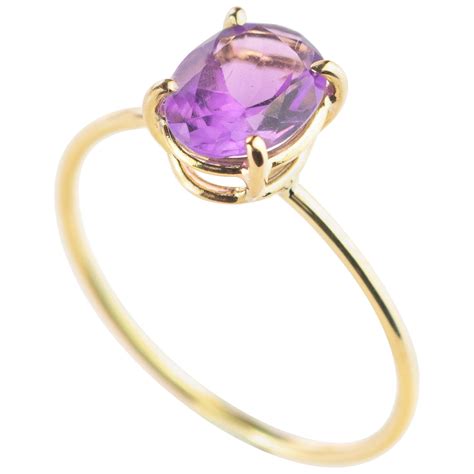 Customizable 12 Carat Natural Brazilian Purple Amethyst 14 Karat Yellow