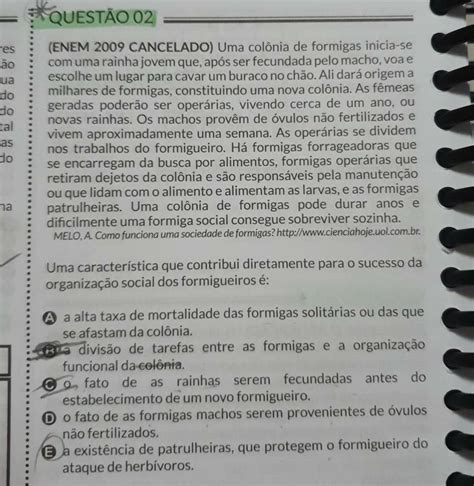 Eu N O Entendi O Pq Do Gabarito Ser Letra B Se Na A Explica