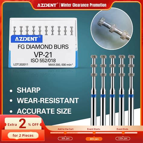 Azdent Dental Fg Diamond Burs Vp Preparation Depth Marking Medium