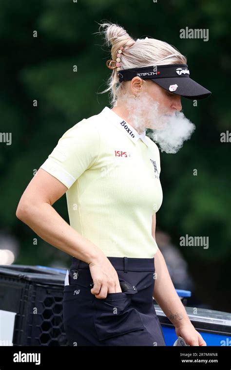 Grand Rapids Mi June Lpga Golfer Charley Hull Blows Smoke From