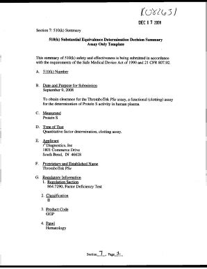 Fillable Online Accessdata Fda Section K Summary Accessdata