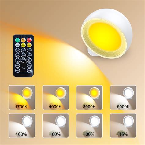 Tnobhg Wireless Night Light 360-Degree Rotation Flicker Free Dimmable ...