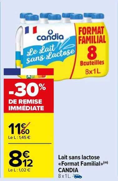 Promo Lait Sans Lactose Format Familial Candia Chez Carrefour Market