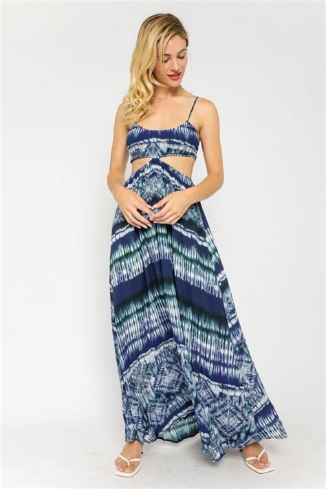 Tie Dye Cut Out Maxi Dress Shopperboard