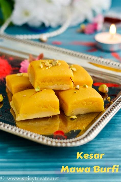 Spicy Treats Kesar Mawa Burfi Recipe Kesar Milk Powder Burfi Kesar