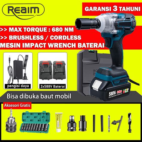 Jual Impact Wrench Cordless 388V 680NM Brushless Bor Impact Baterai