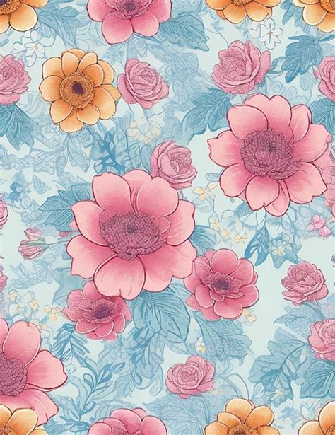 Premium Psd Vector Colorful Flowers Seamless Pattern