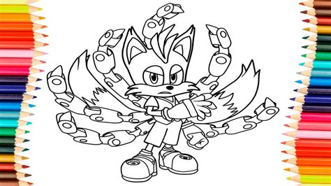 Sonic Prime Tails Nine Coloring Pages Sonic Prime Coloring NEW