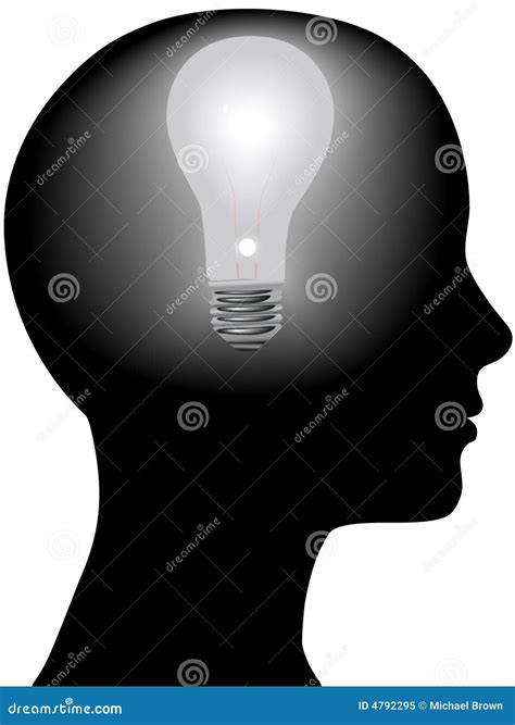 Idea Woman Mind Light Bulb In Silhouette Head Royalty Free Stock Photo