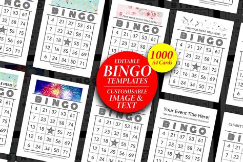 Editable Bingo Card Template Printable Customisable Bingo Card Charity ...